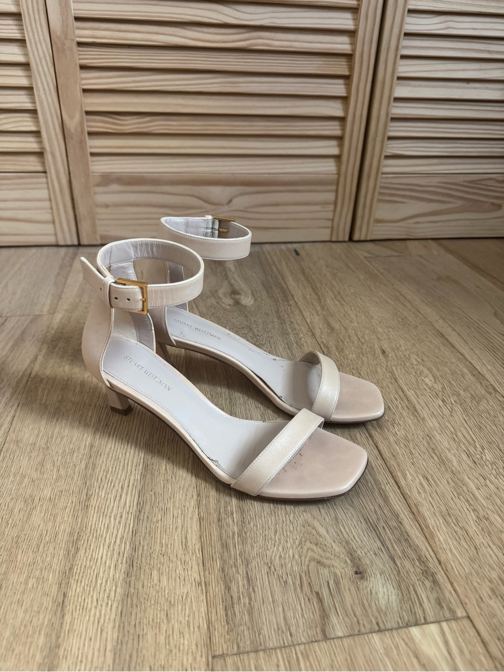 Stuart Weitzman square nudist 45mm sandals in blush